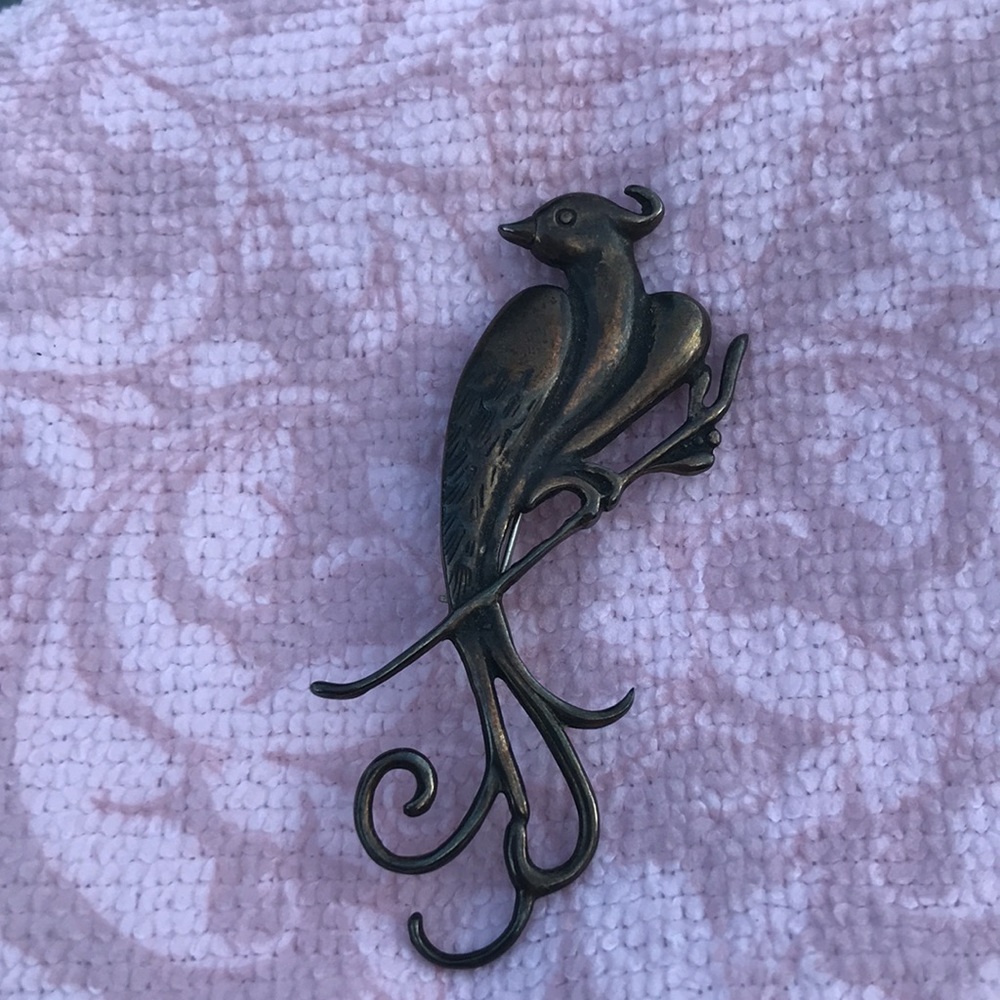 Bronze Tone Bird of Paradise Brooch - Picture 2 of 5